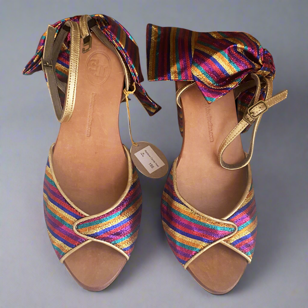 Tui Collection Candy Striped Bow-Tie Heeled Sandals