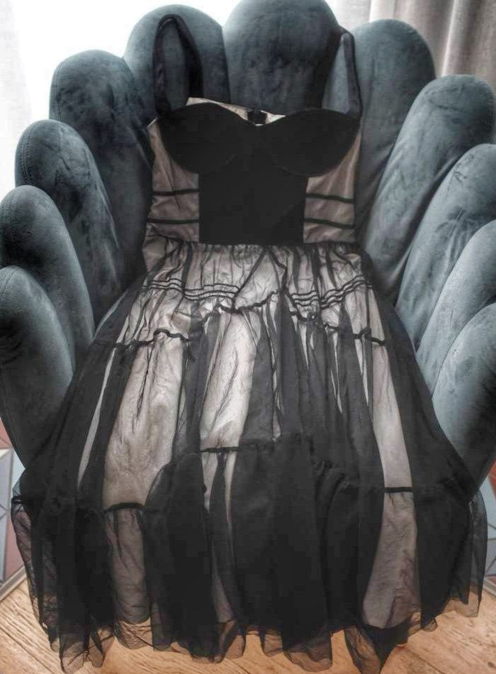 Sheer Black Tulle Corset Dress