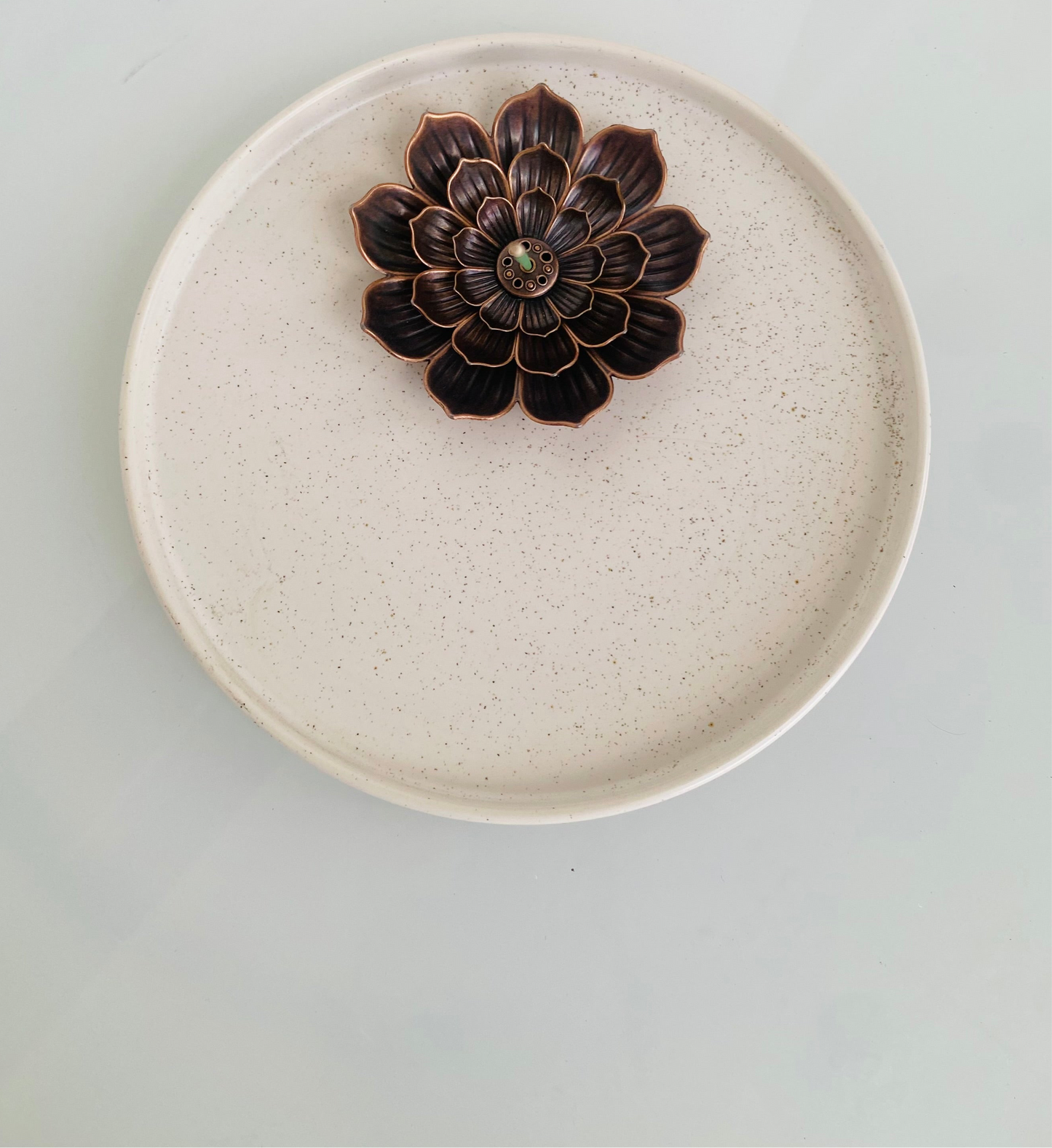 Lotus Incense Burner with Ceramic Base