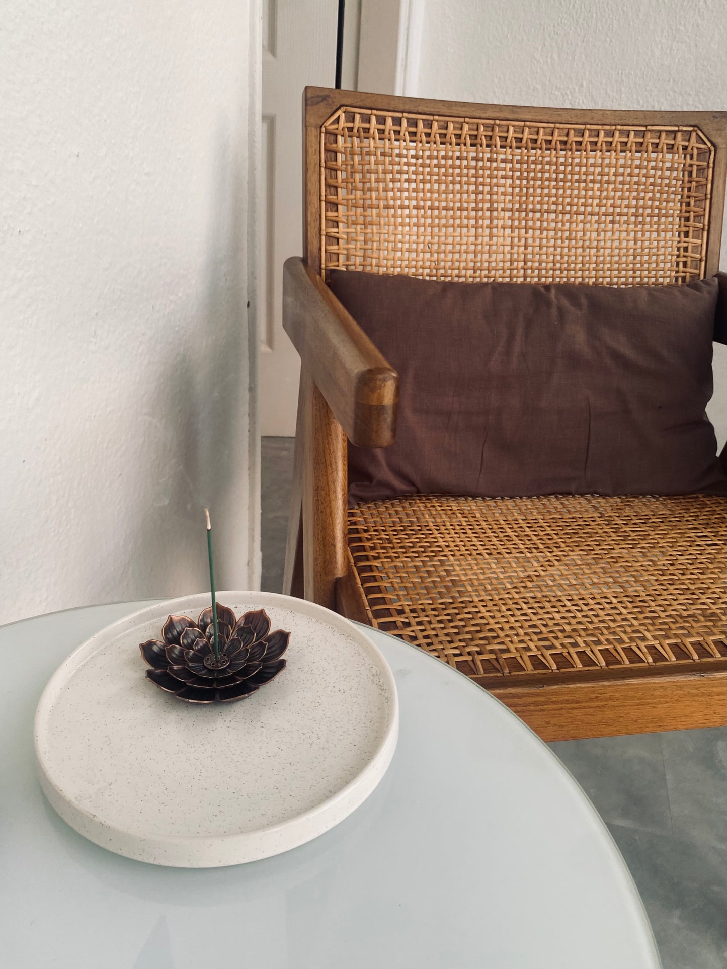 Lotus Incense Burner with Ceramic Base