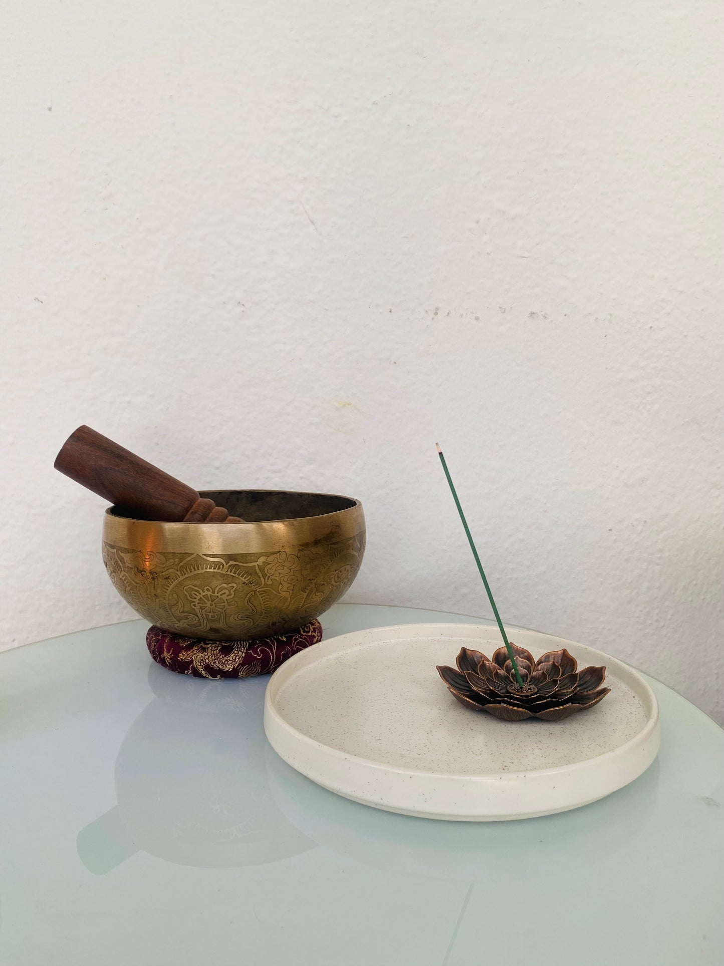 Lotus Incense Burner with Ceramic Base