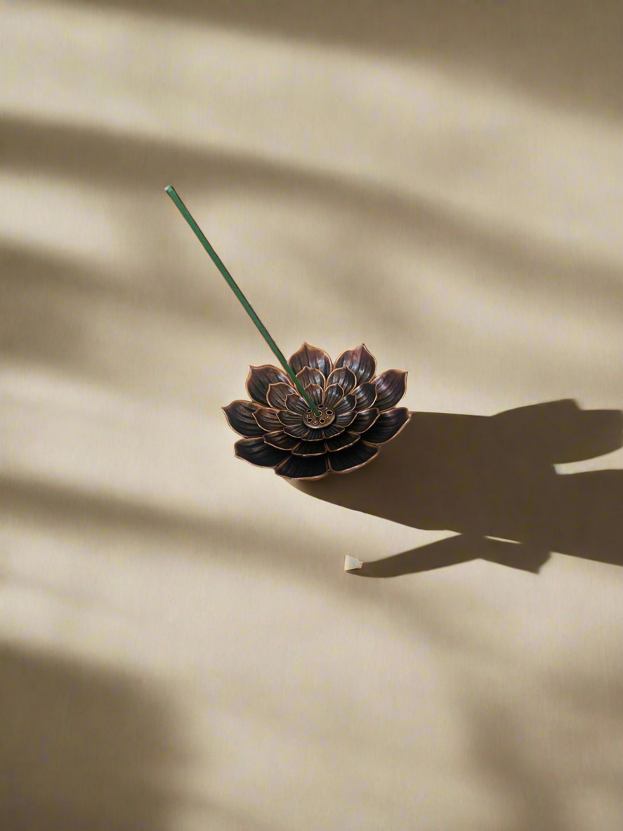 Lotus Incense Burner with Ceramic Base