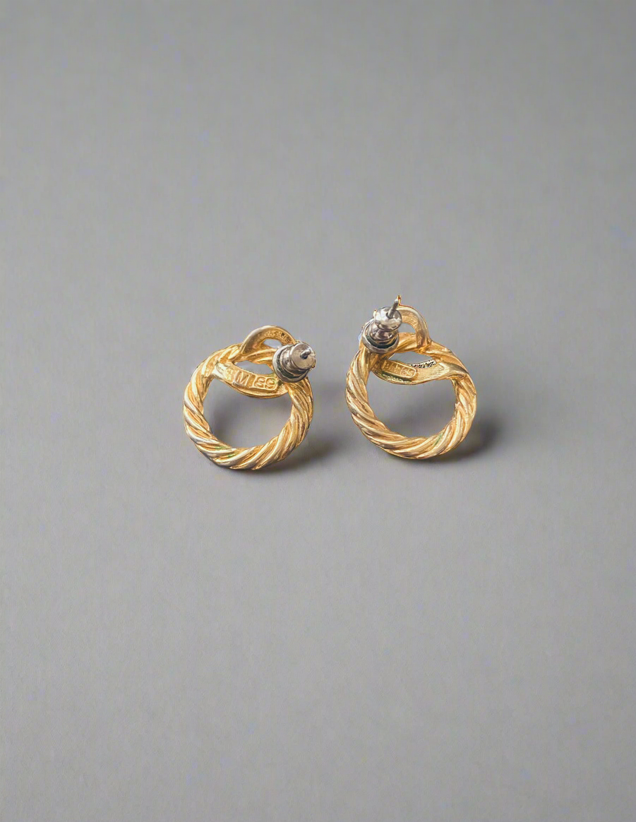 Vintage Twisted Knot Gold Earrings