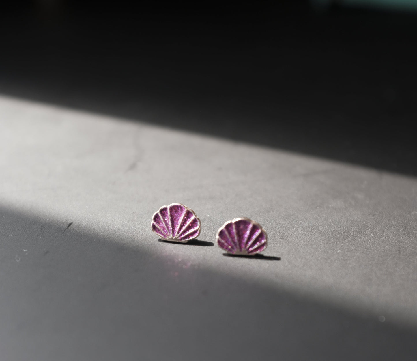 Purple Shell Enamel Stud Earrings