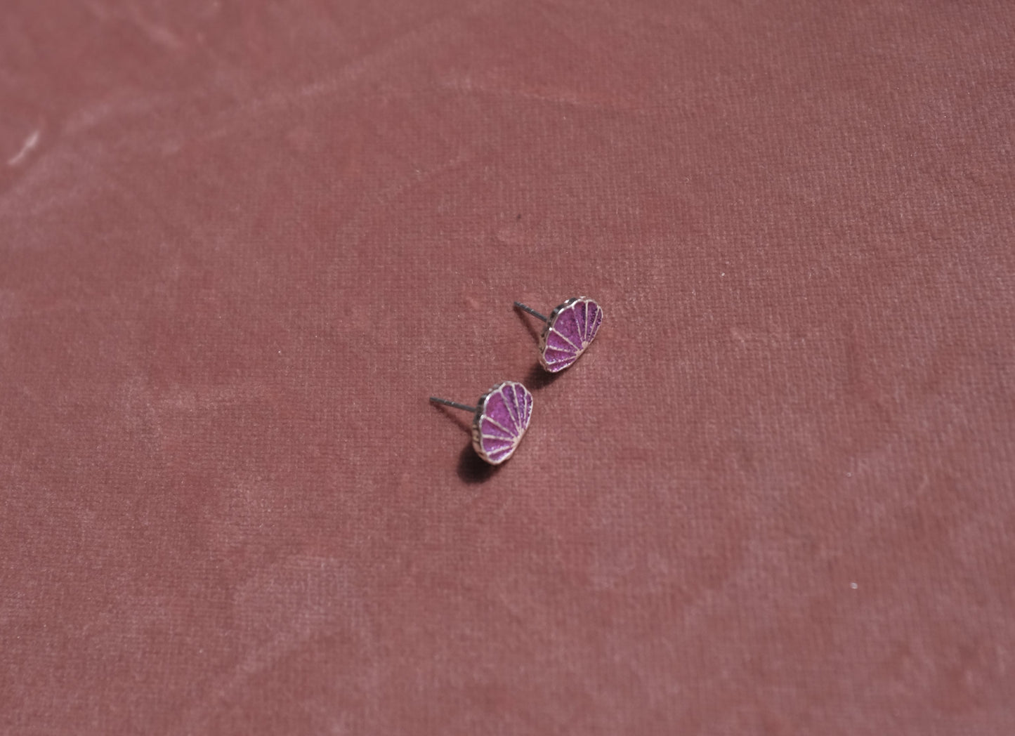 Purple Shell Enamel Stud Earrings