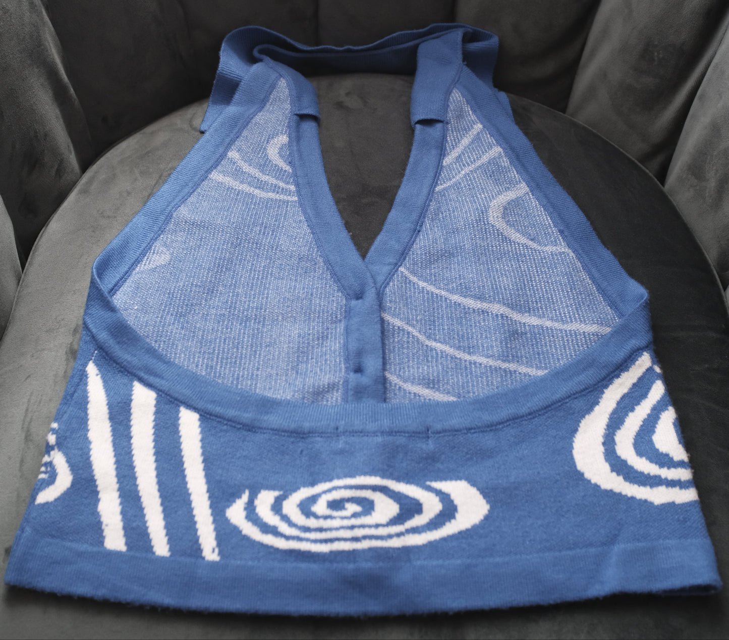Peppermayo Blue Swirl Knit Halter Top