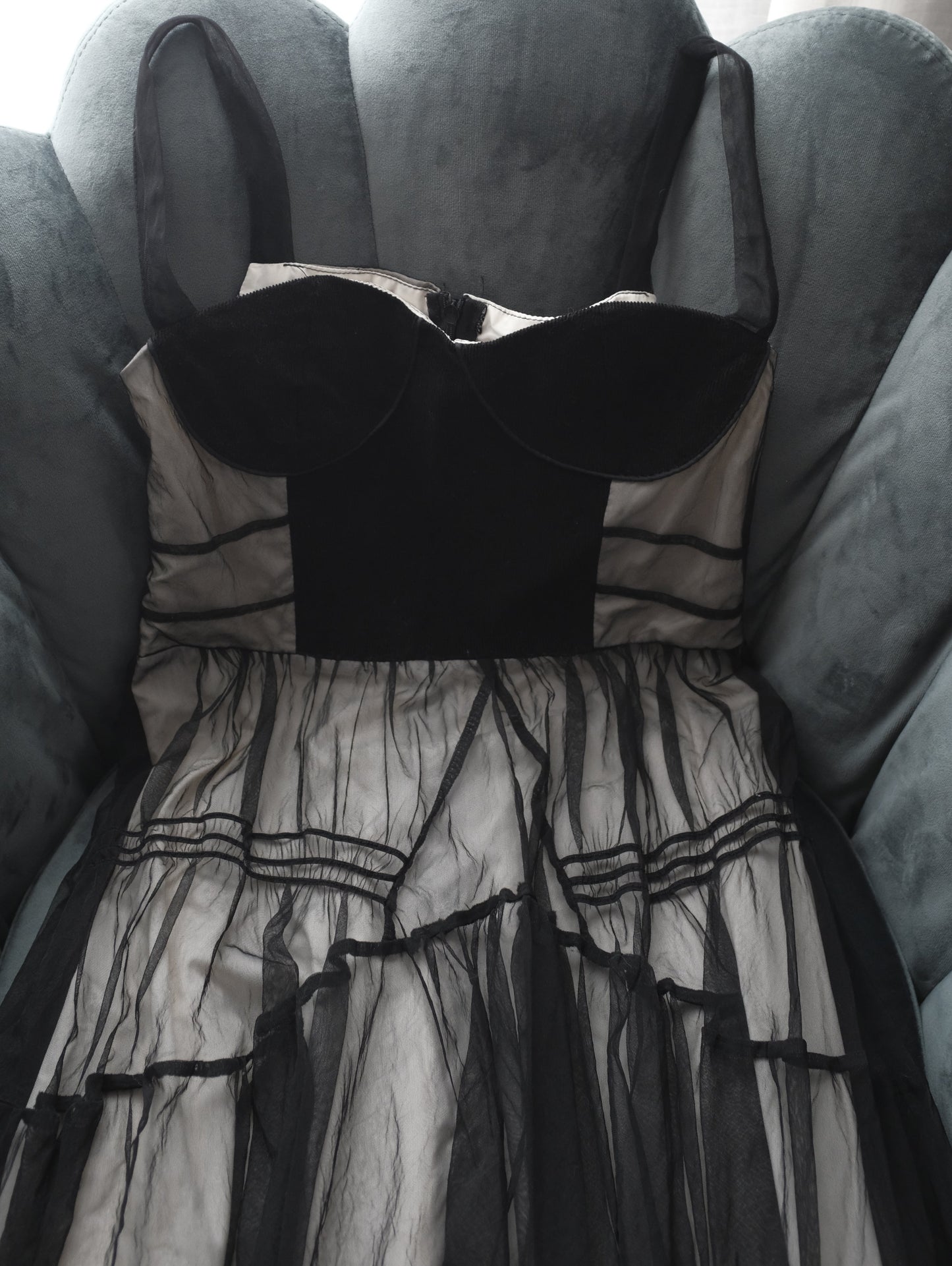 Sheer Black Tulle Corset Dress