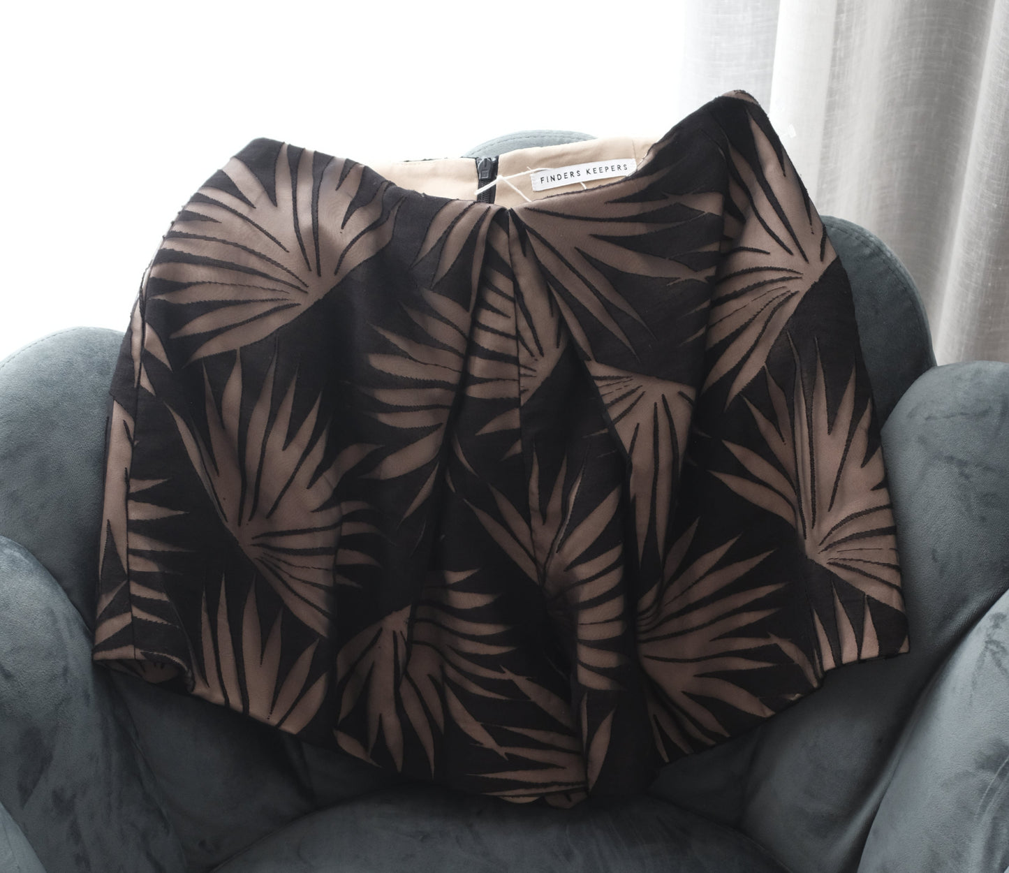 Finders Keepers Black Leaf Jacquard Mini Skorts