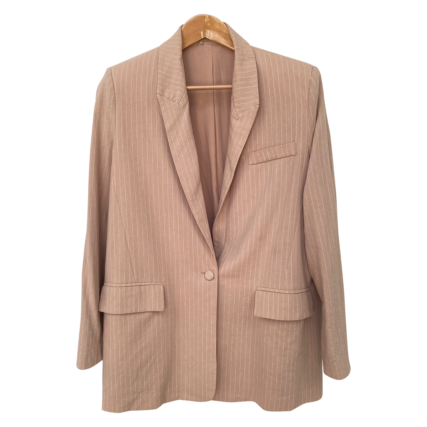 Blush Pink Pinstripe Tailored Blazer