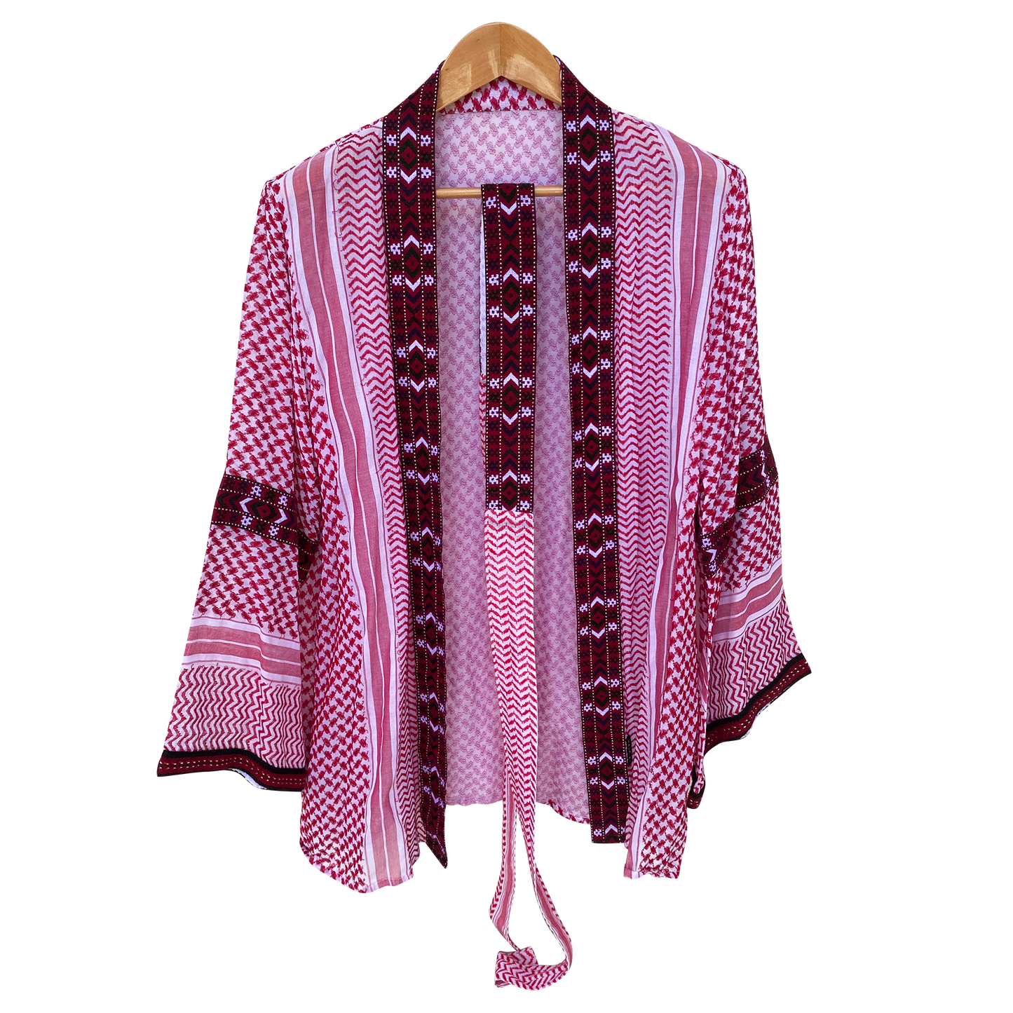 Embroidered Keffiyeh Kimono-Inspired Outer Wear