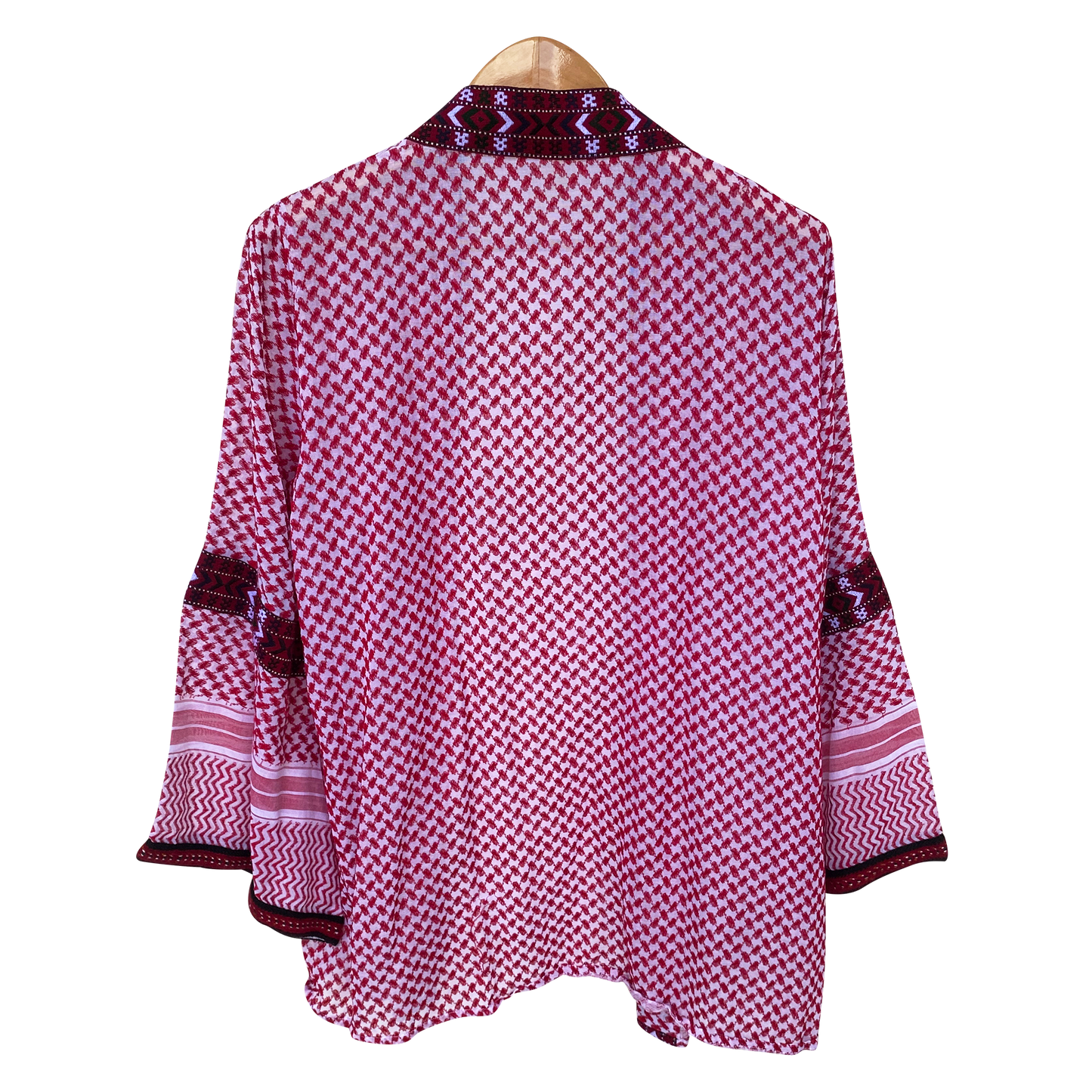 Embroidered Keffiyeh Kimono-Inspired Outer Wear