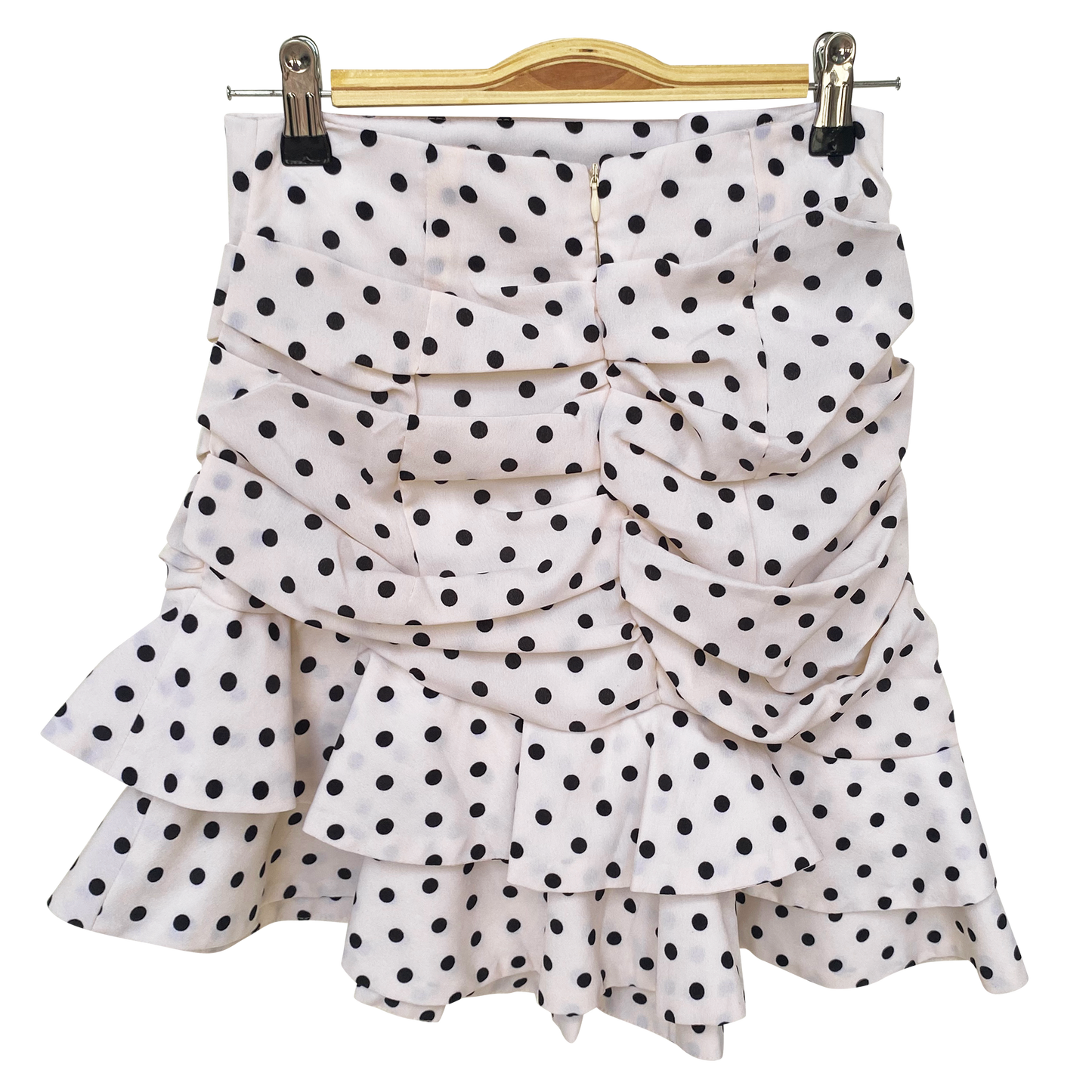 White Polka Dot Ruffle Mini Skirt