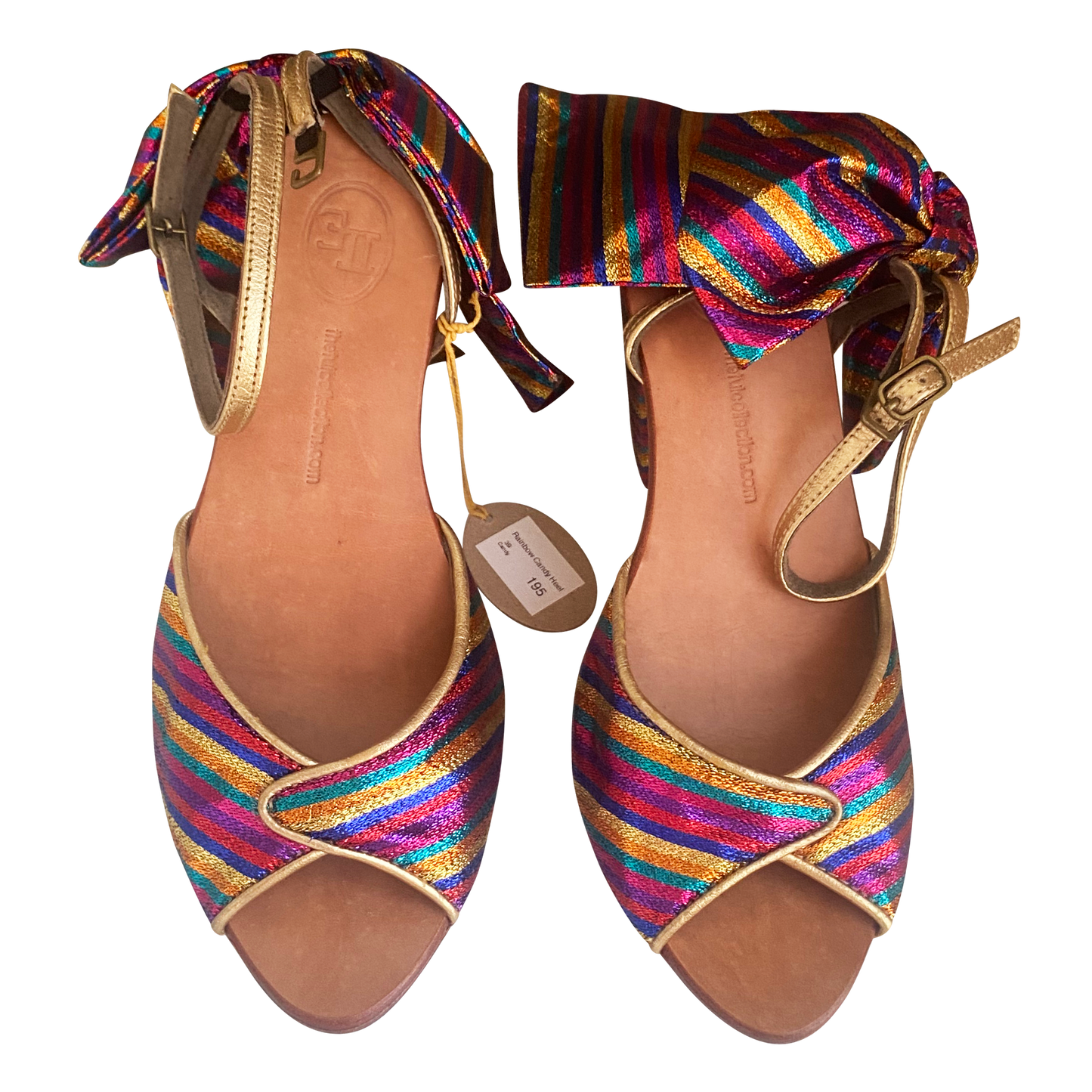 Tui Collection Candy Striped Bow-Tie Heeled Sandals