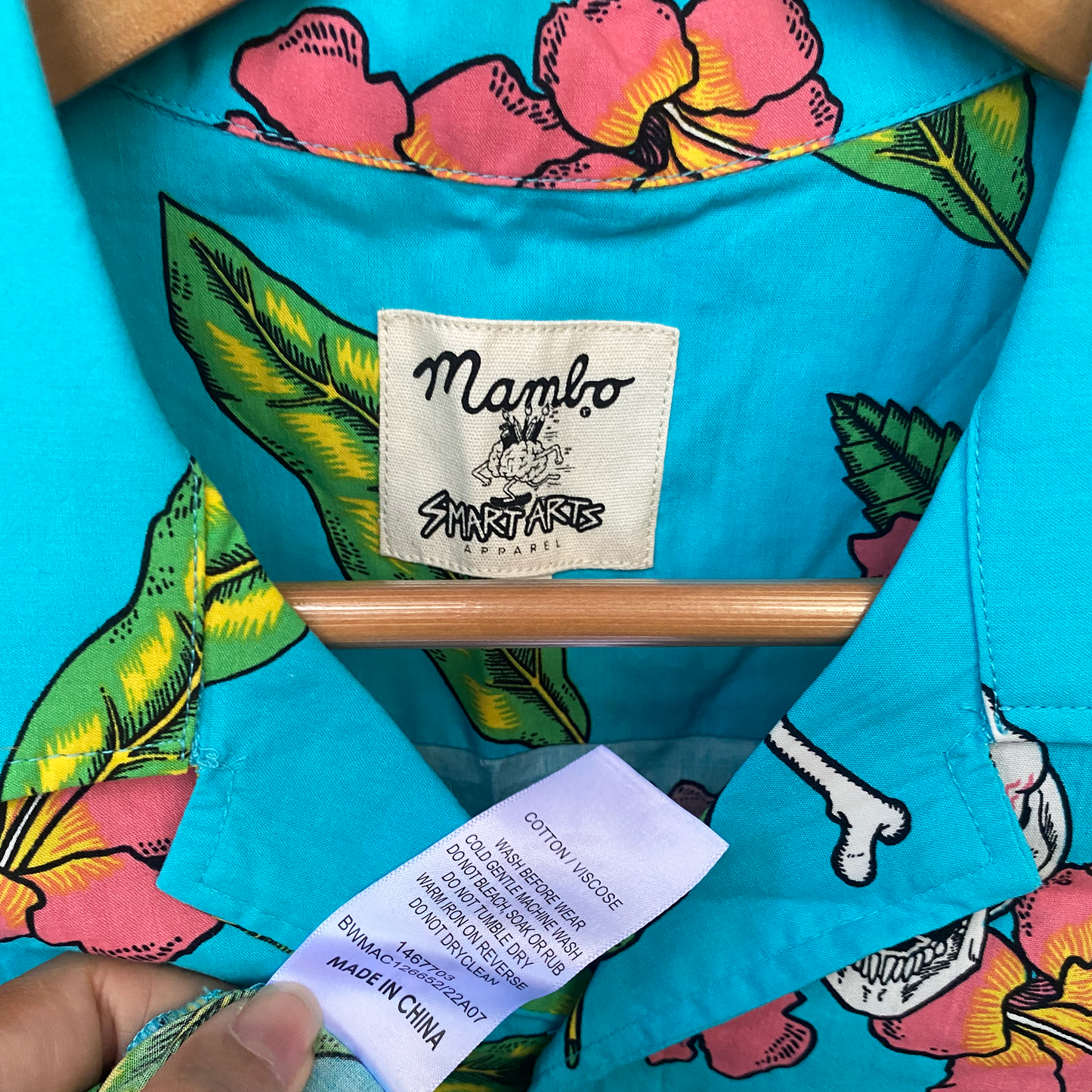 Mambo Smart Arts Tropical Skull & Hibiscus Print Shirt