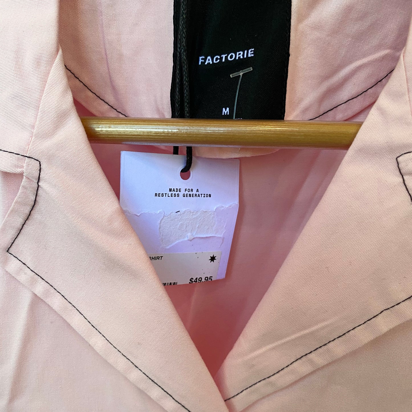 Factorie Pink Contrast Stitch Short Sleeve Shirt