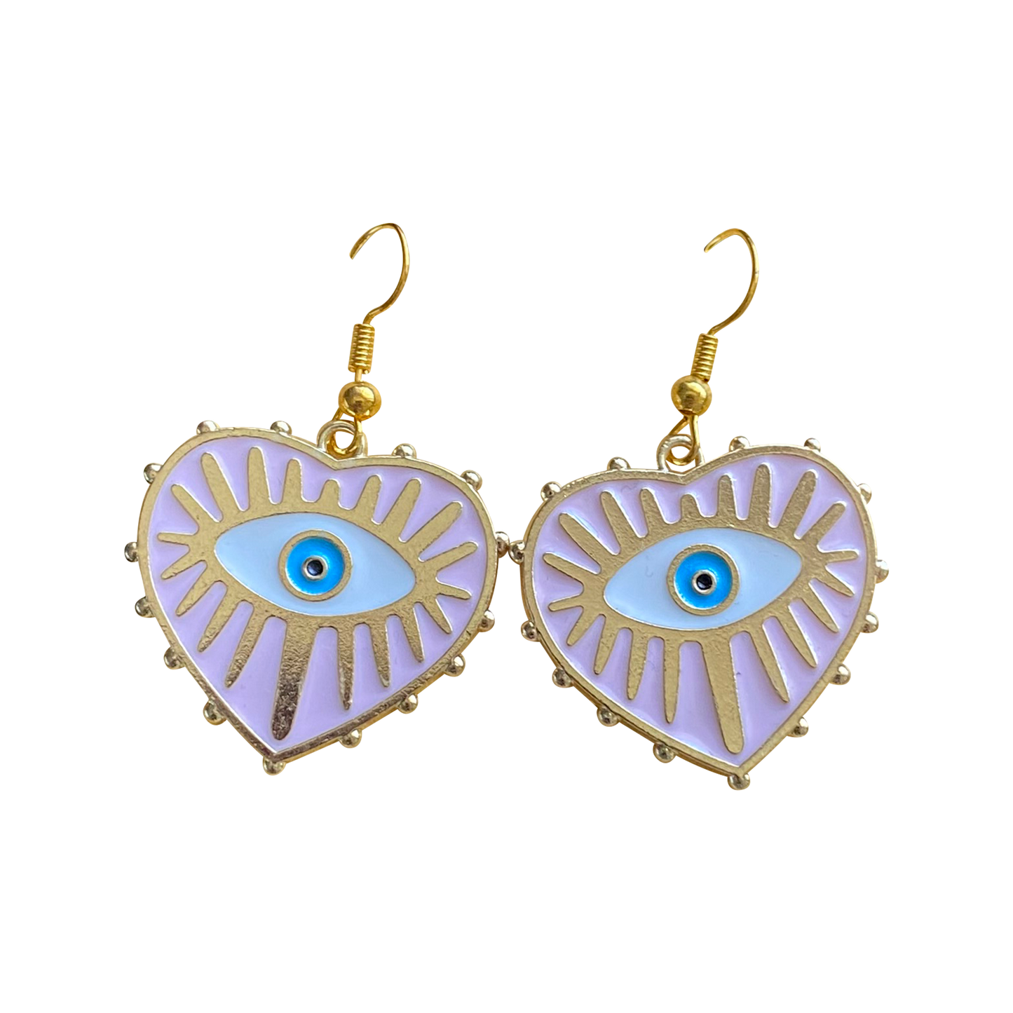 Heart Evil Eye Enamel Statement Earrings