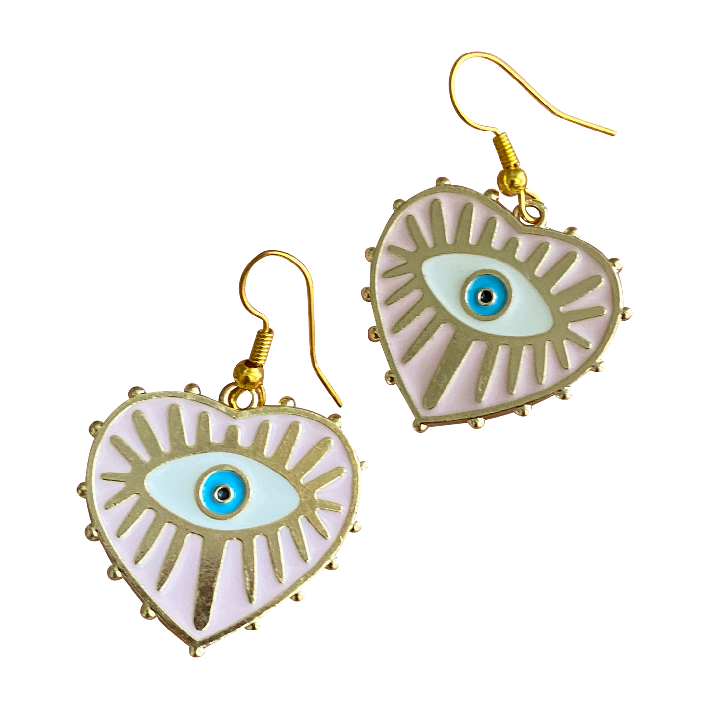 Heart Evil Eye Enamel Statement Earrings