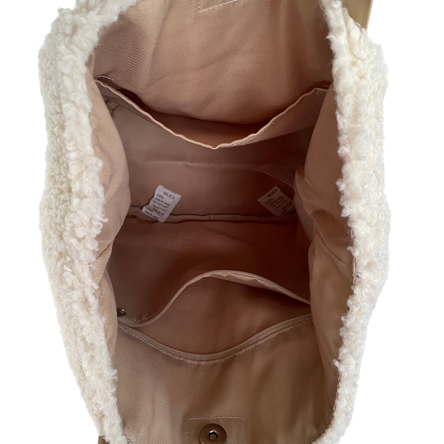Cream Sherpa Fleece Tote Bag
