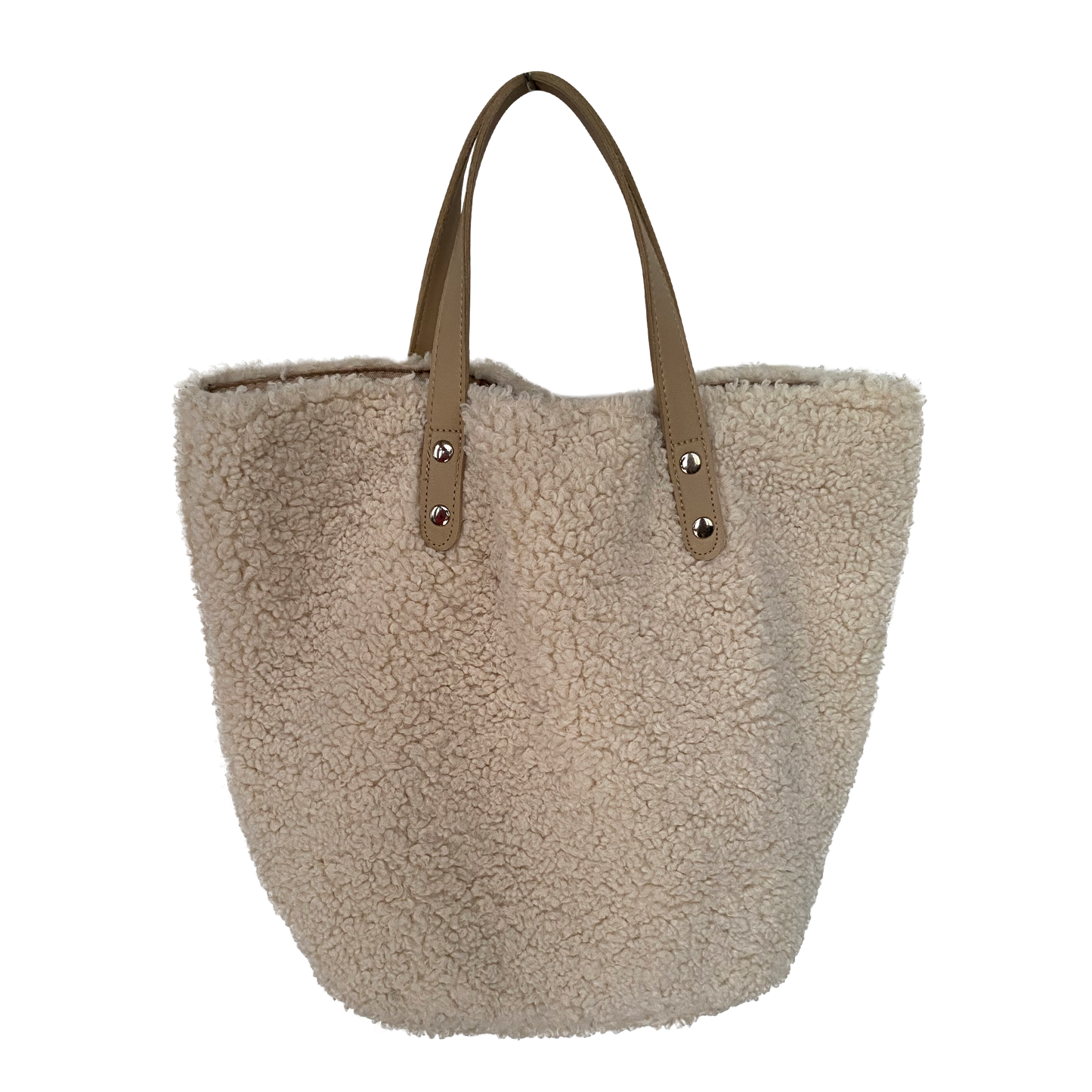 Cream Sherpa Fleece Tote Bag