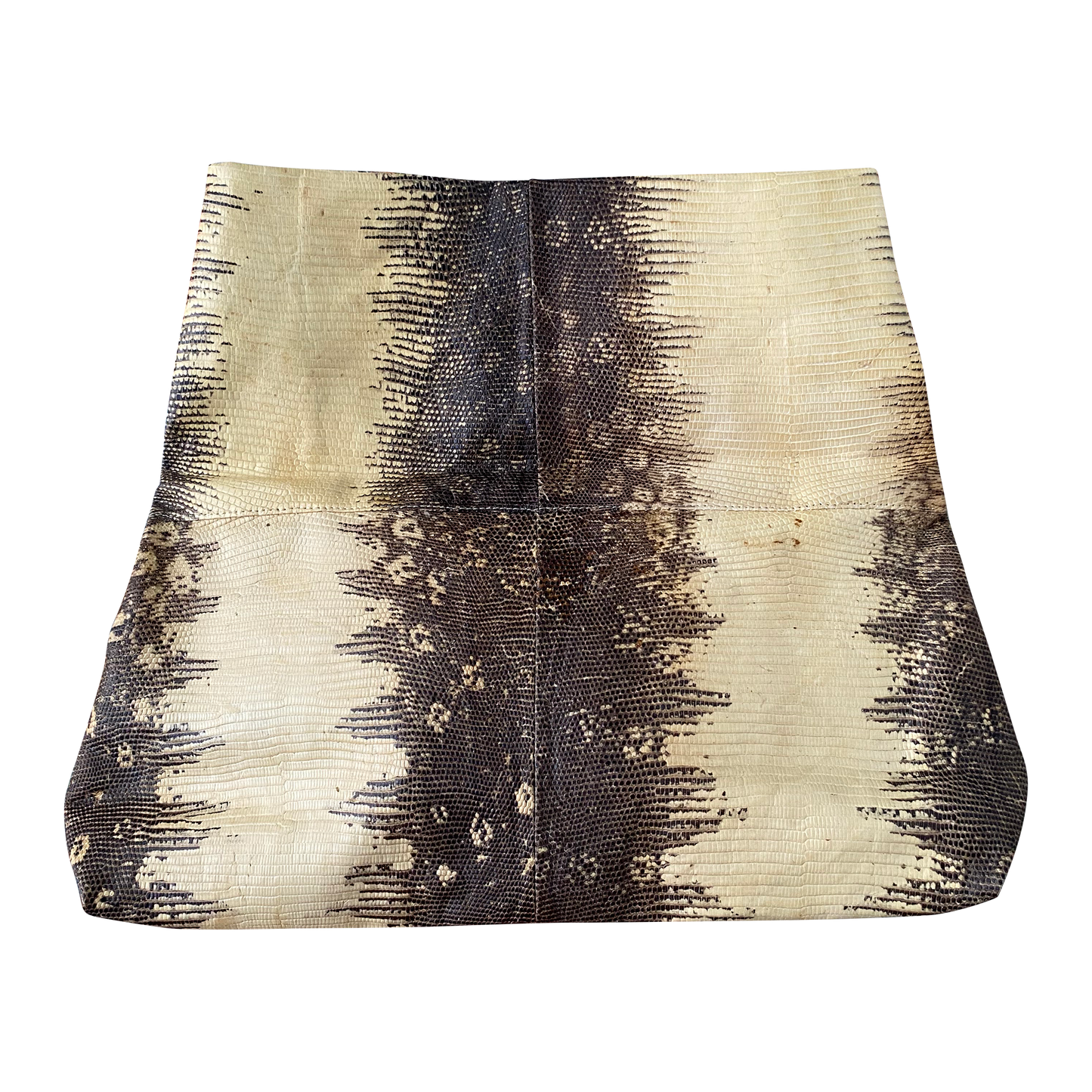 Tosca Brown & Beige Python Embossed Foldover Clutch