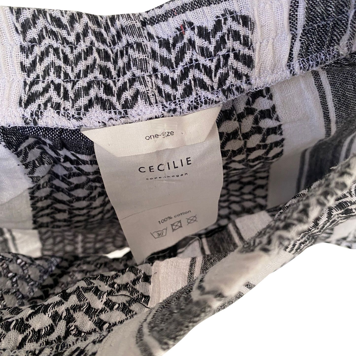 Cecilie Copenhagen Black & White Cotton Keffiyeh Shorts