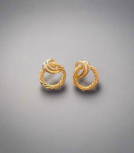 Vintage Twisted Knot Gold Earrings