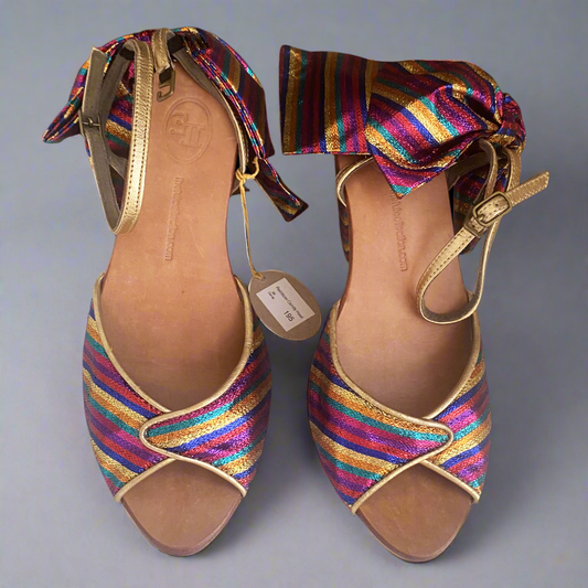 Tui Collection Candy Striped Bow-Tie Heeled Sandals