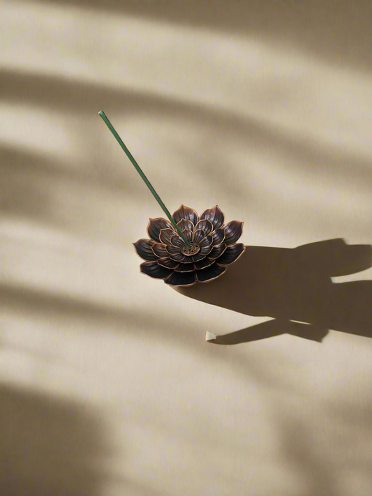 Lotus Incense Burner with Ceramic Base