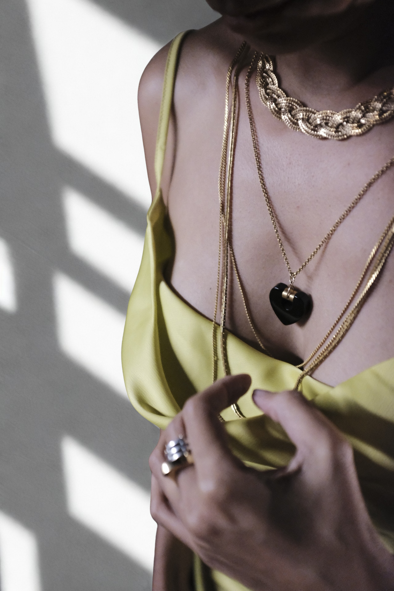 Black Heart Layered Gold Necklace