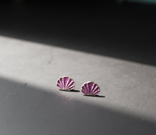 Purple Shell Enamel Stud Earrings