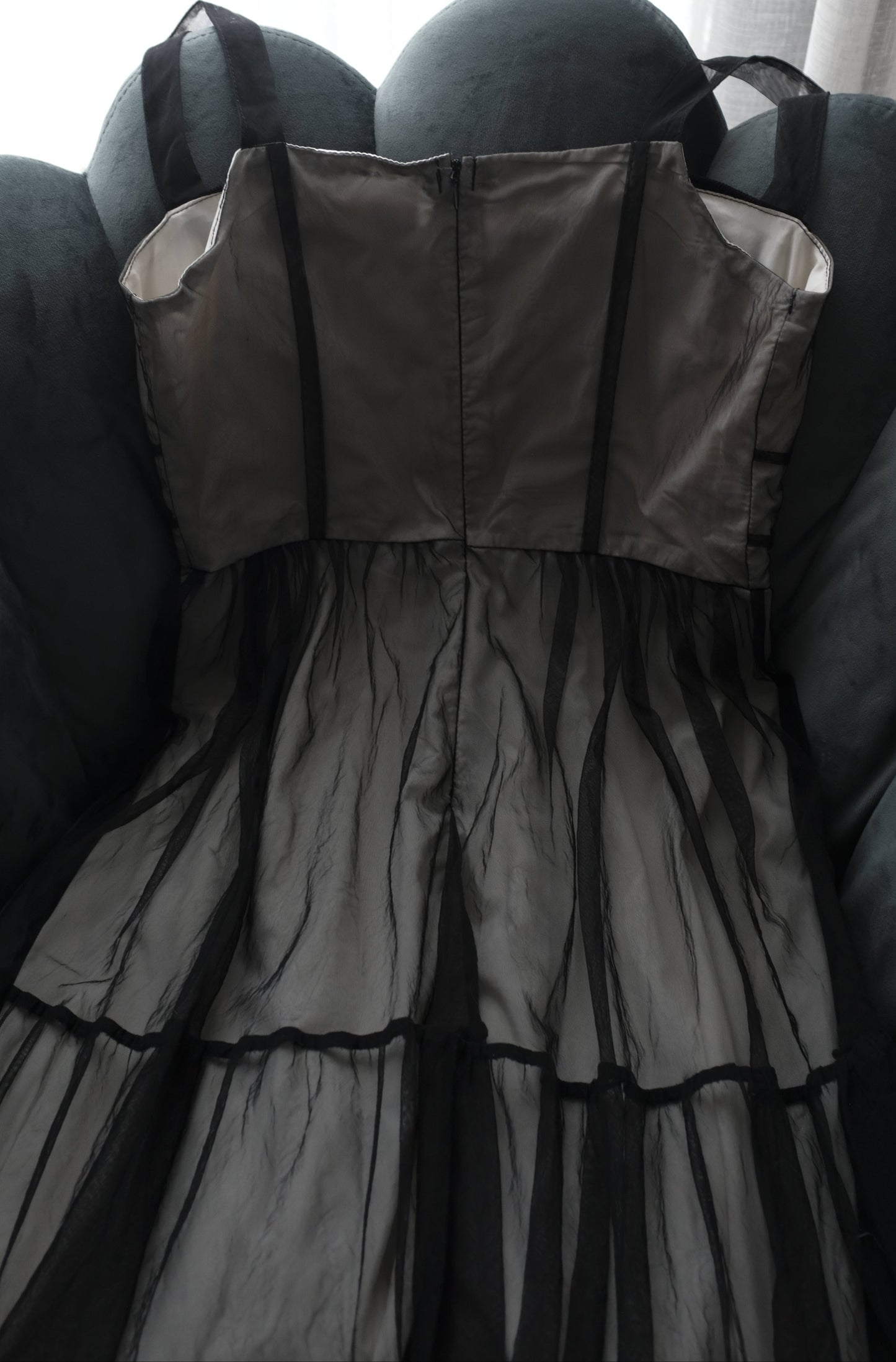 Sheer Black Tulle Corset Dress