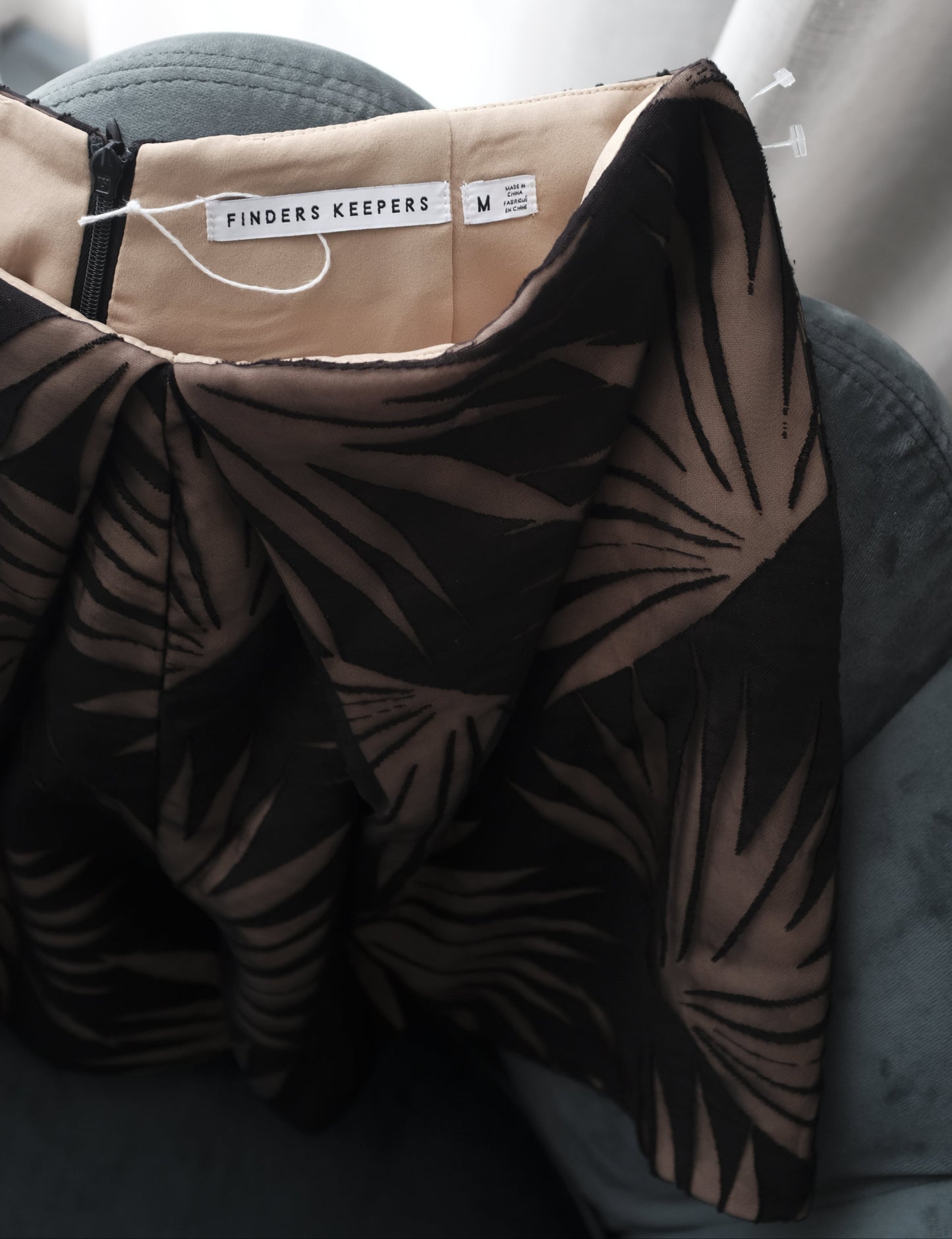 Finders Keepers Black Leaf Jacquard Mini Skorts