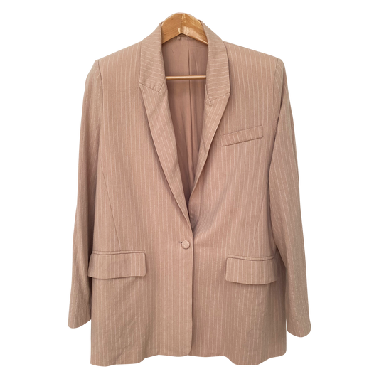 Blush Pink Pinstripe Tailored Blazer