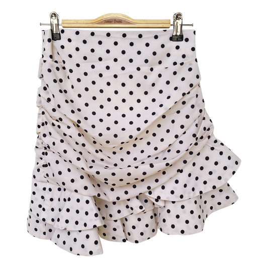 White Polka Dot Ruffle Mini Skirt