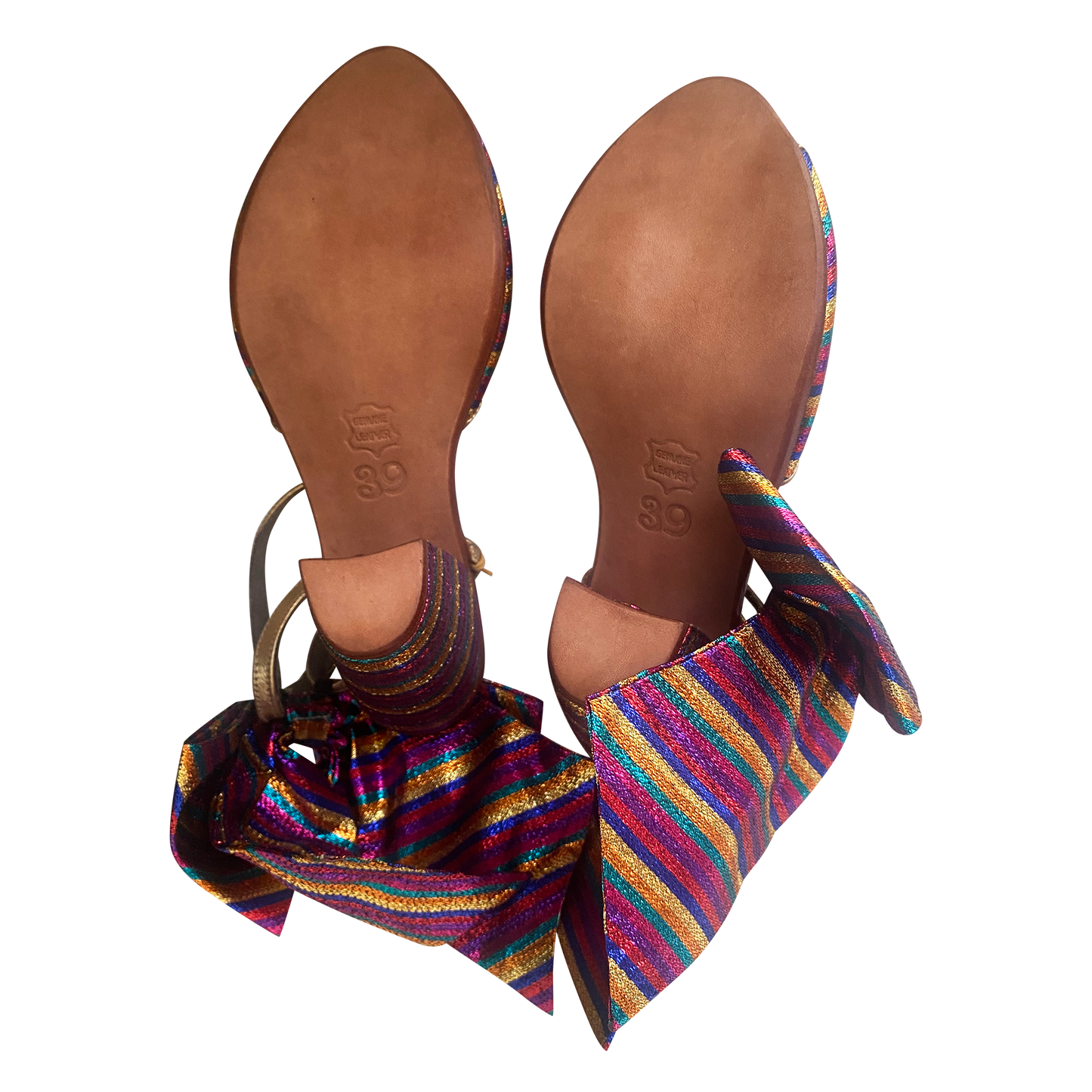 Tui Collection Candy Striped Bow-Tie Heeled Sandals