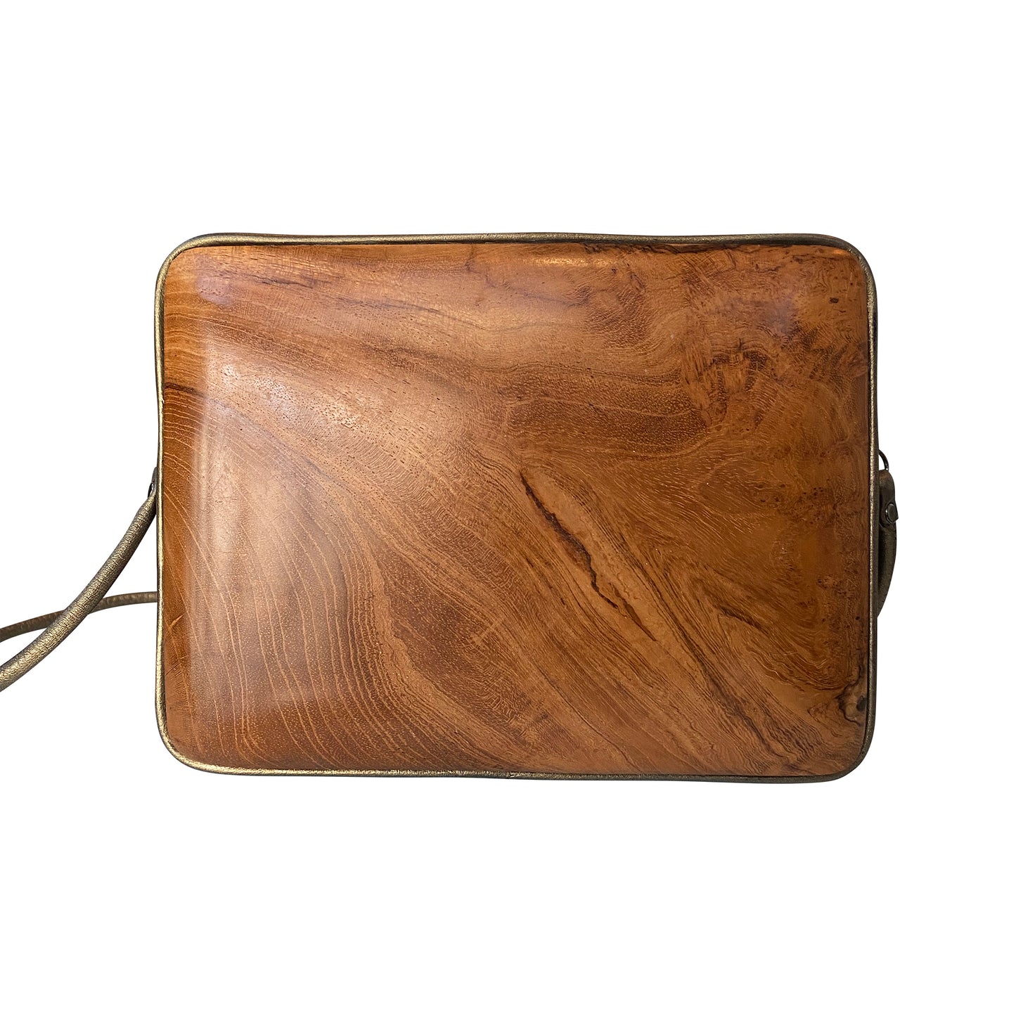 Wood & Metallic Leather Crossbody Bag