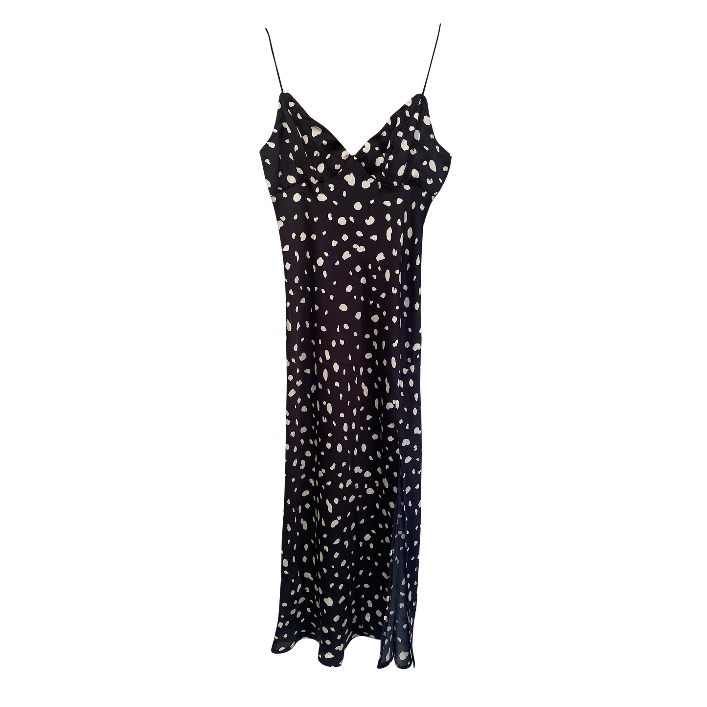 Hello Molly Black & White Spotted Midi Slip Dress