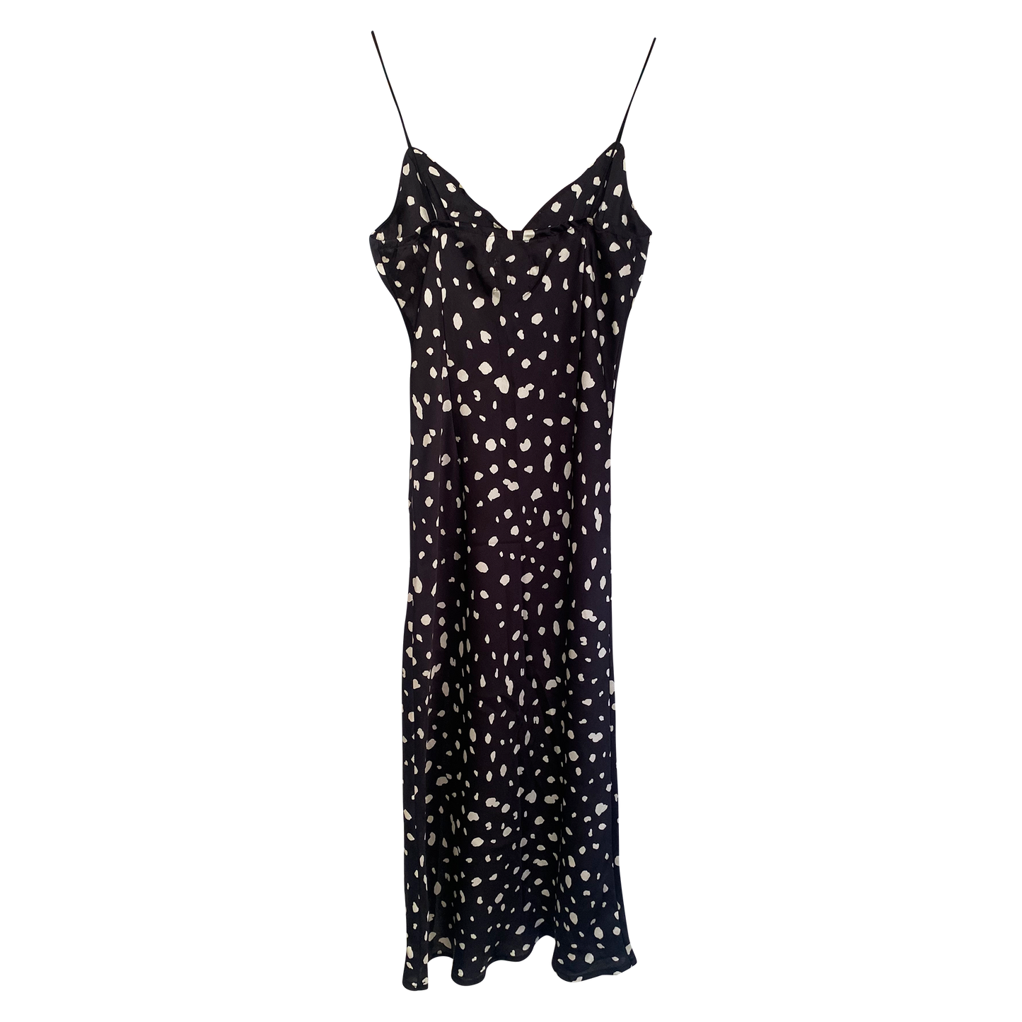 Hello Molly Black & White Spotted Midi Slip Dress