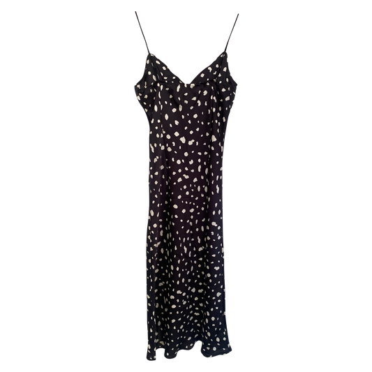 Hello Molly Black & White Spotted Midi Slip Dress