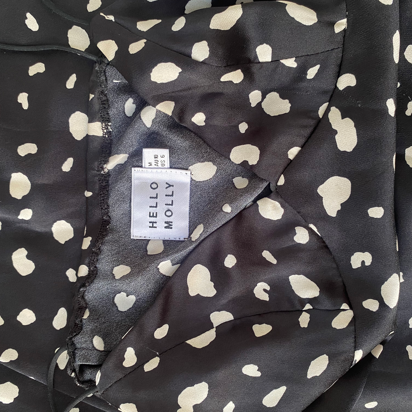 Hello Molly Black & White Spotted Midi Slip Dress