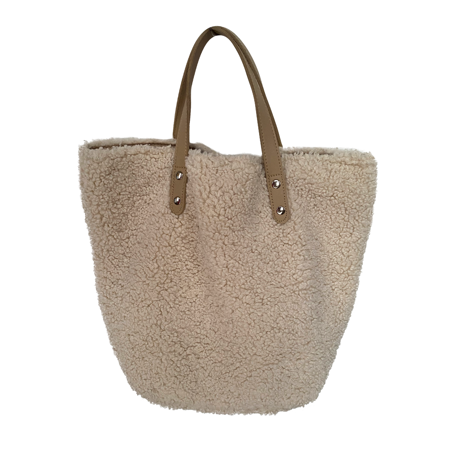 Cream Sherpa Fleece Tote Bag